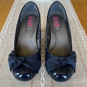 Pop Blue Ballet Heels with Bow Detail